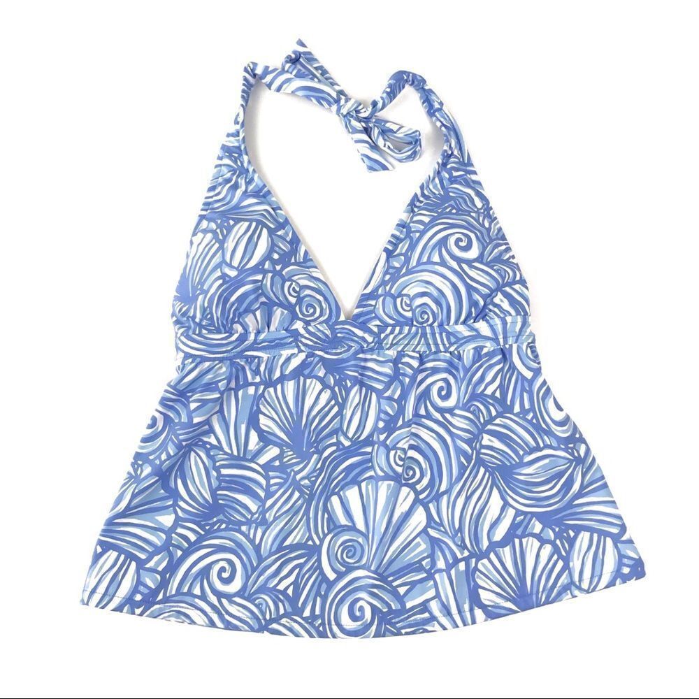 Vineyard Vines Blue White Nautilus Shell Tankini Top XXS NWT